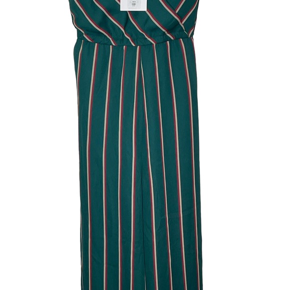 Jack BB Dakota Green Stripe Cross The Line Belted Crop Jumpsuit Medium Women NWT - Picture 3 of 9